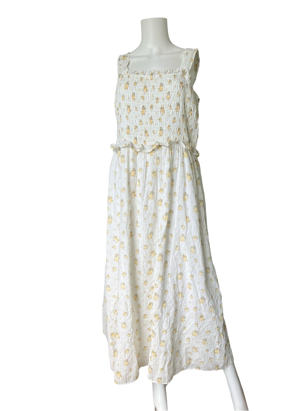American Eagle Back Bow Smocked Midi Dress Romantic Cottagecore Womens Size XL